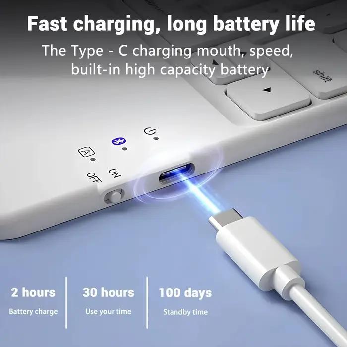 Clavier et souris sans fil Bluetooth avec pavé tactile, format de poche, longue durée de vie de la batterie, pour iPad, téléphone Xiaomi, tablette multilingue occassions spéciales et quotidienne