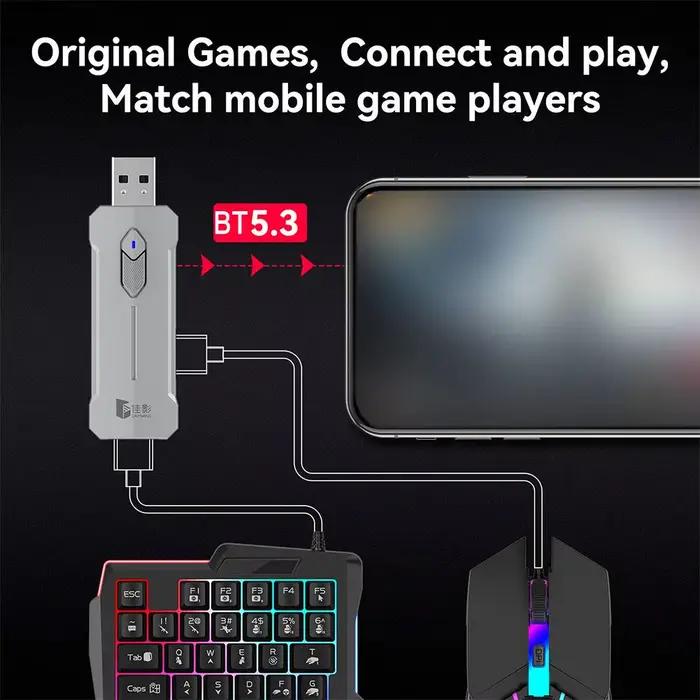 Convertisseur de souris de clavier de jeu de contrôleur Mobile 5 en 1 BT 5.3