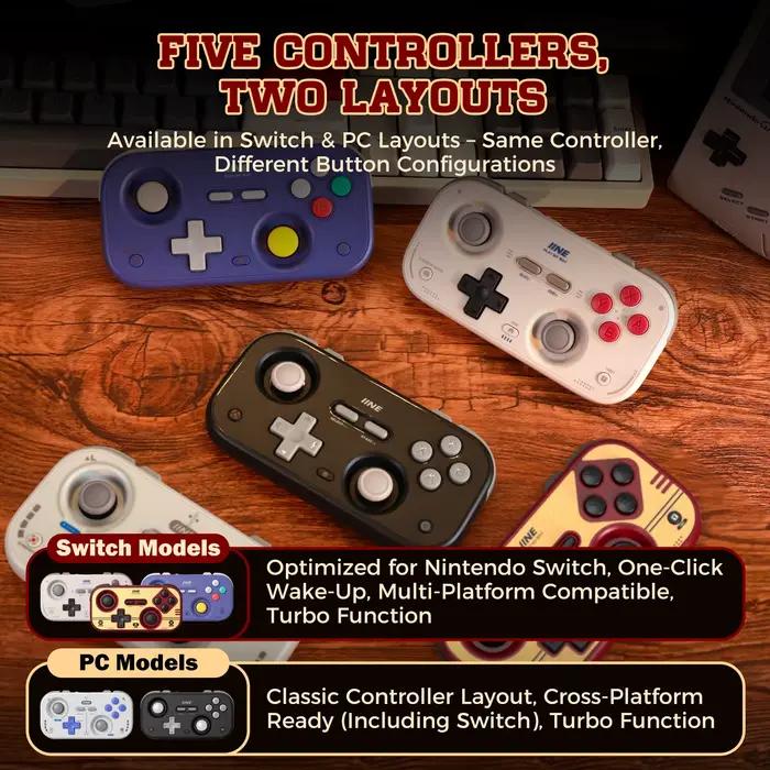 Contrôleur de poche rouge rétro INE-Joysticks à effet Hall