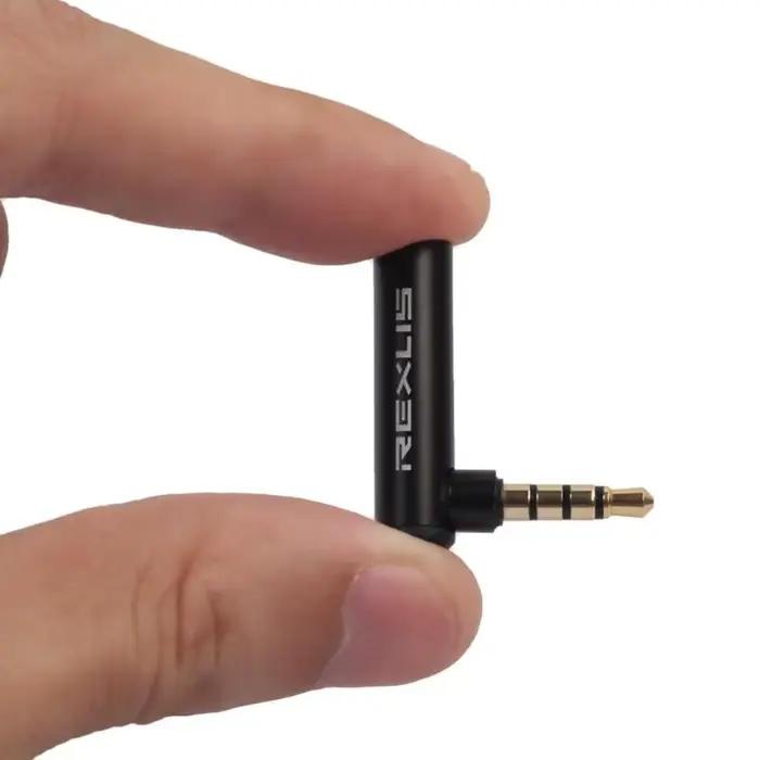 Adapteur Audio 3.5mm Mâle à Femelle 90 degrés Angle Droit Compatible Apple Android PC Occasions Spéciales Écouteurs Microphone Jack