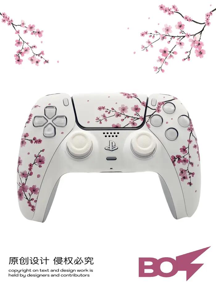 Couvercle de plaque frontale de coque de contrôleur Sakura PS5 rose avec pavé tactile