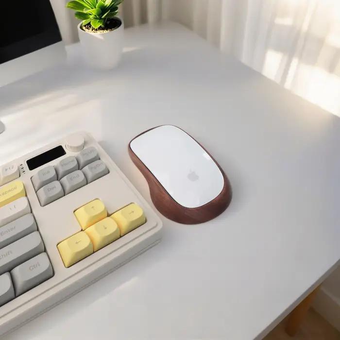 Souris magique de luxe antichoc, étanche, en bois de noyer, cerisier et érable, avec port Lightning et USB.
