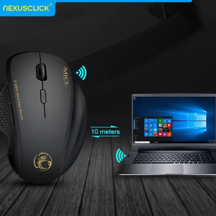 Souris sans fil NexusClick 2.4G 6 boutons DPI ajustables clics silencieux souris ergonomique pour jeux et travail longue durée de vie souris pour ordinateur portable et bureau