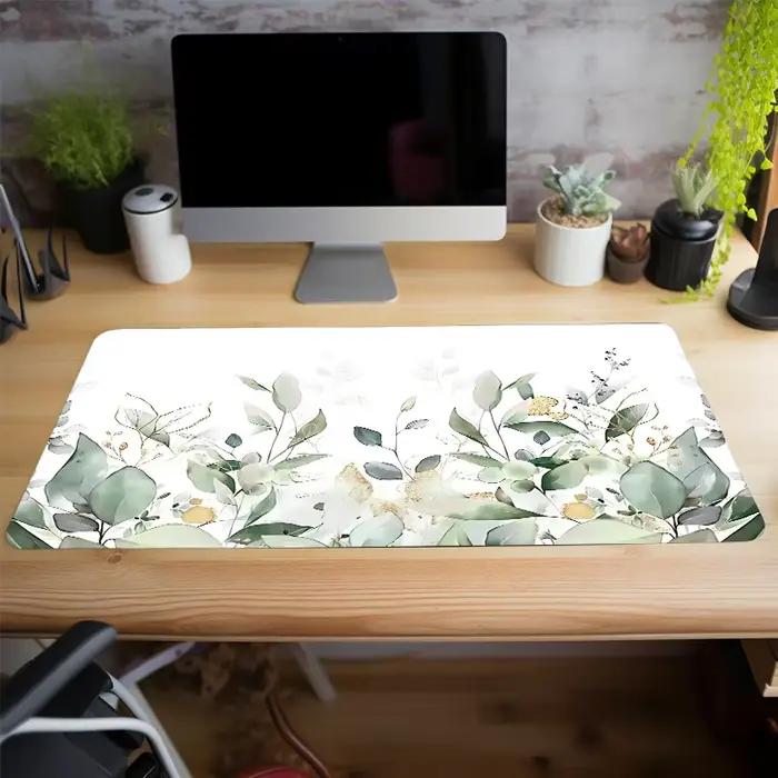 Grand tapis de souris de jeu Style aquarelle feuilles vertes