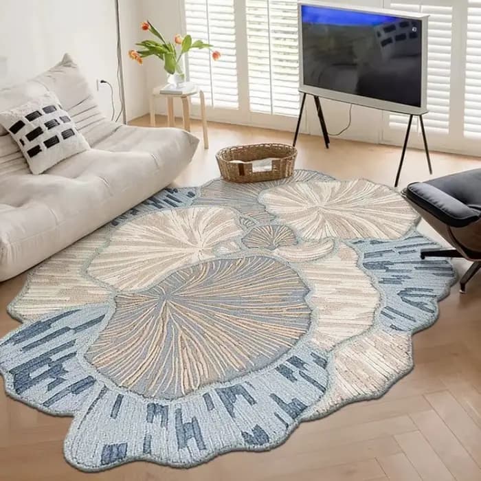 Tapis de forme irrégulière pour salon
