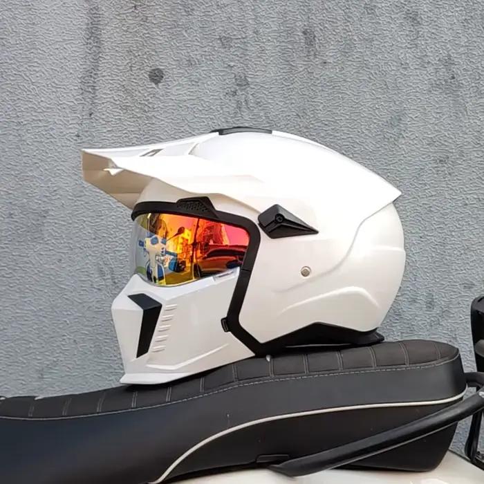 ORZ-Casque de moto intégral Street Fighter pour homme et femme, casque rétro, 4 saisons, poignées amovibles, point