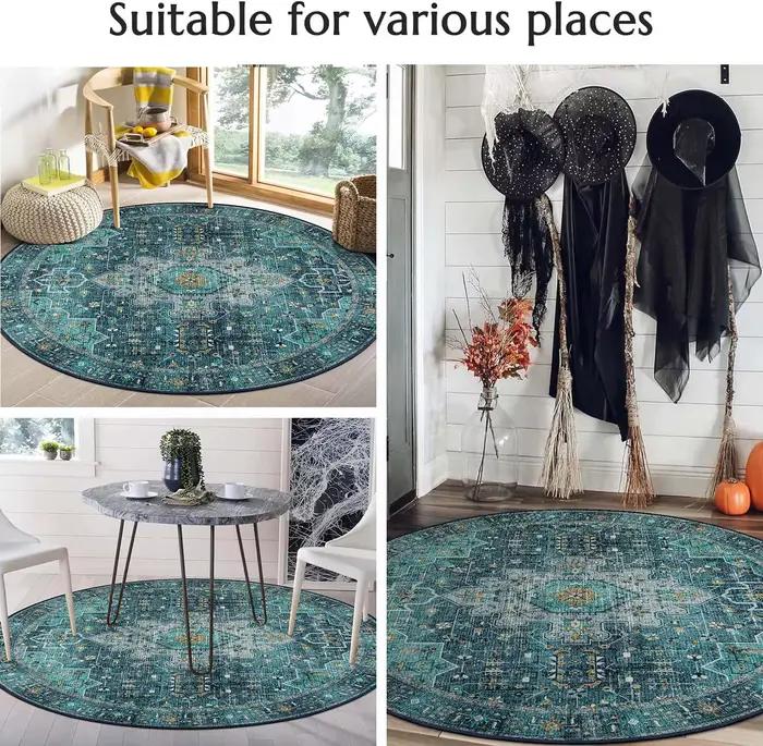 Tapis rond antidérapant lavable motif lion, tigre, léopard, aquarelle, pour chambre d'enfant, salle de jeux, feuilles tropicales, jungle, crèche
