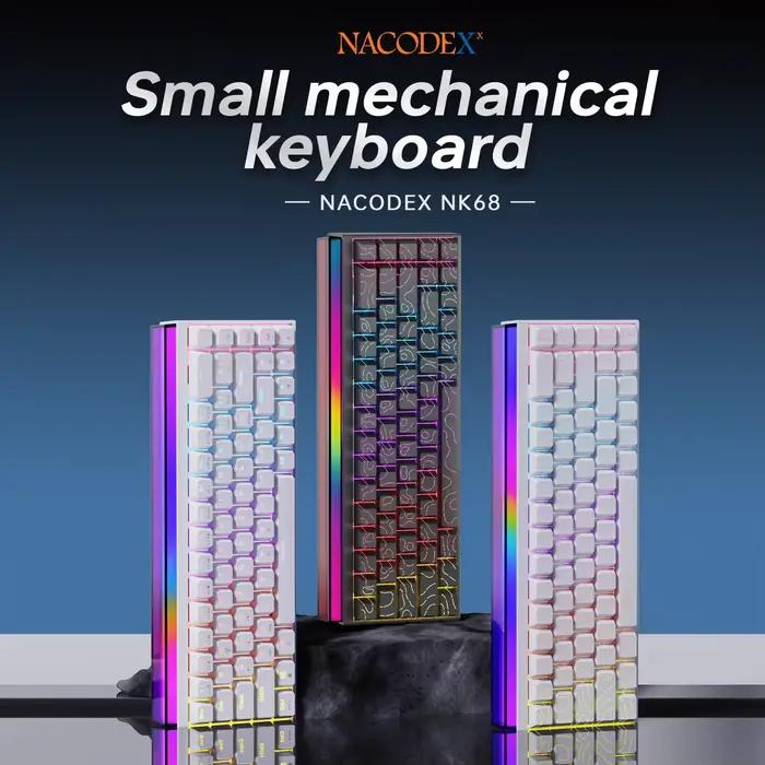 Nouveau Ajazz Nacodex Nk68 clavier mécanique Terrain keycap barre lumineuse Rgb 68 touches filaire bureau de jeu