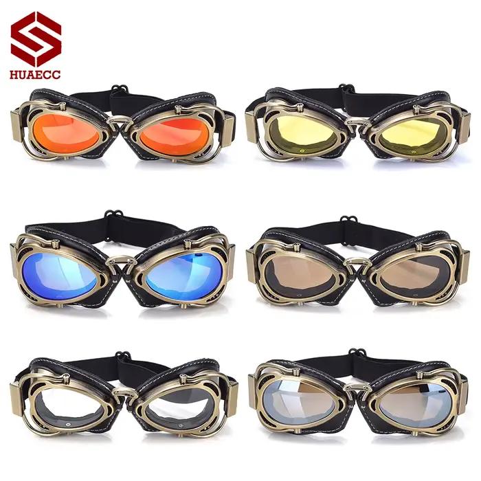 Lunettes de moto rétro Vintage, lunettes d'équitation, coupe-vent pour café Racer, casque de pilote