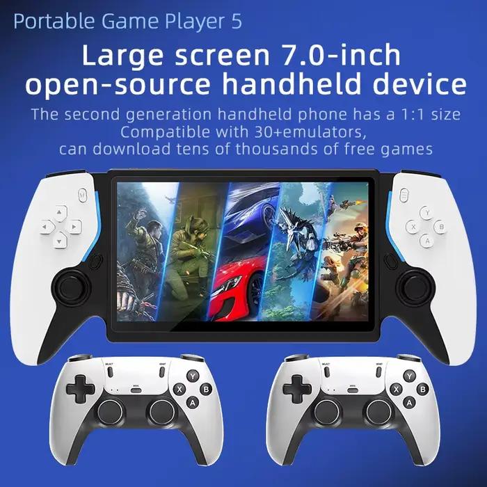 Nouveau PS5 7.0 pouces 64G système Open Source double contrôleur Console de jeu portable pour PSP Street Fighter compétition