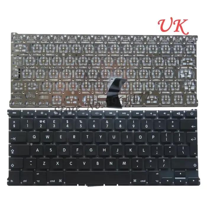 Clavier Multilingue Universel pour MacBook Air 13.3" A1466 A1369 A1405 Clavier d'Ordinateur Portable Anglais MD231 MD232 MC503 MC504 2011-2015 Blanc Café Marron Silver Violet Orange