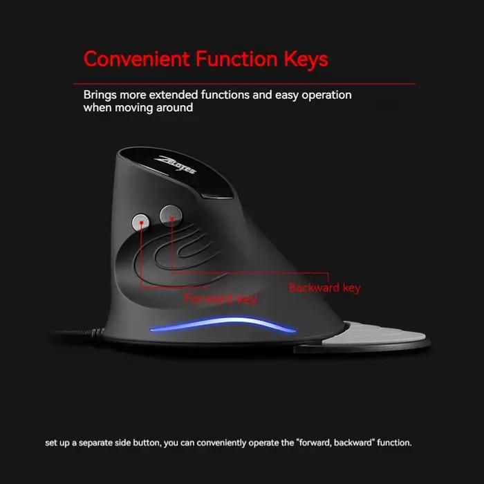 Zelotes T-30 souris optique verticale Programmable 6 touches 4 vitesses DPI réglable ordinateur bureau
