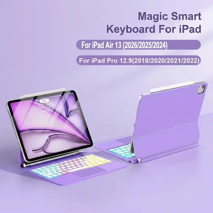 Clavier Magique pour iPad Air 13 (M4 2026/M3 2025/M2 2024) et Pro 12.9 (2018 3ème génération/2020 4ème génération/2021