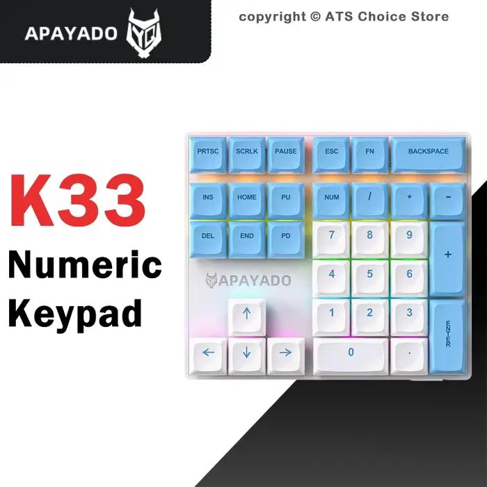 Clavier numérique mécanique APAYADO K33 33 touches avec rétroéclairage RGB et touches PBT pour ordinateurs de bureau et portables occasions professionnelles et ludiques