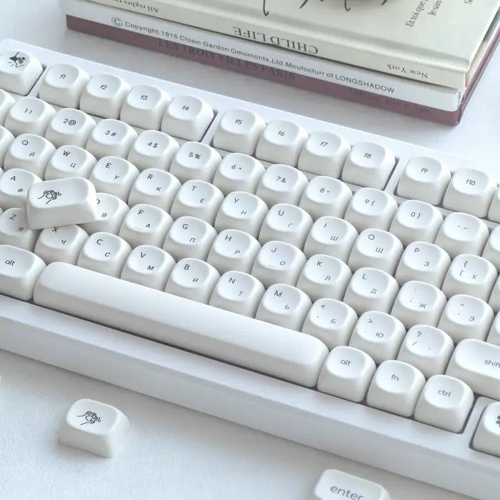 MAIMOOO Keycaps russes Milk White Kitten Azerty Layout Français Personnalisé Clavier