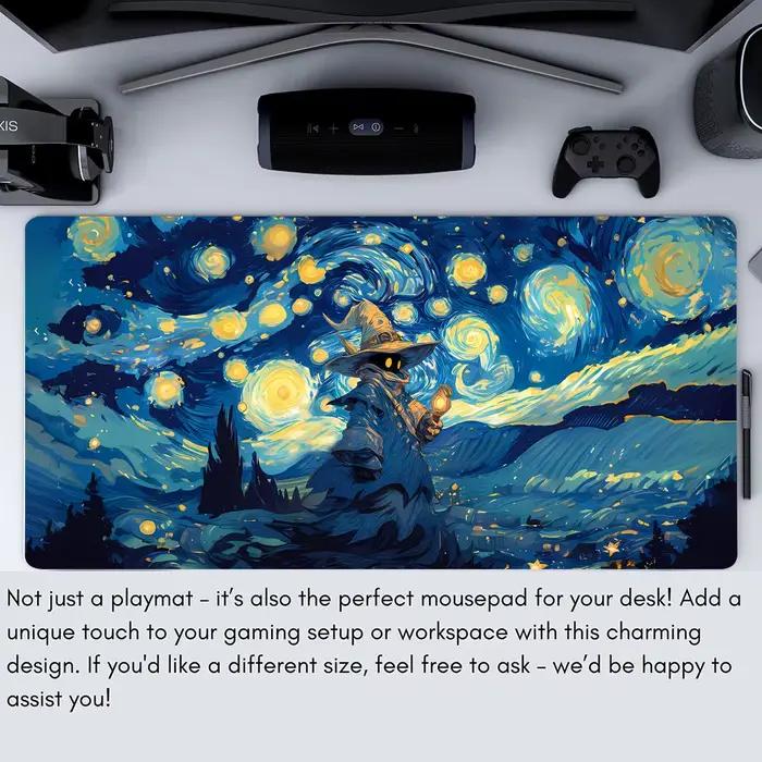 Tapis de jeu MTG artistique ciel étoilé et sorcier