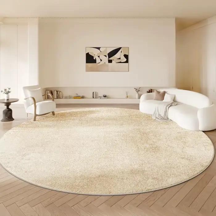 Tapis de salon rond de grande surface, style crème, haut de gamme, chambre à coucher, chevet, épaissi, maison, imperméable, moelleux, doux