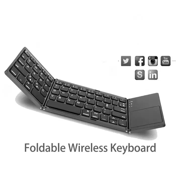 Clavier sans fil pliable, pavé tactile Ultra mince, Bluetooth, Rechargeable, pour tablette et ordinateur portable