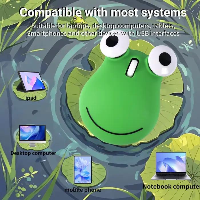 Mignon 3D grenouille Animal souris sans fil 2.4G Bluetooth double mode clic silencieux Portable pour ordinateur