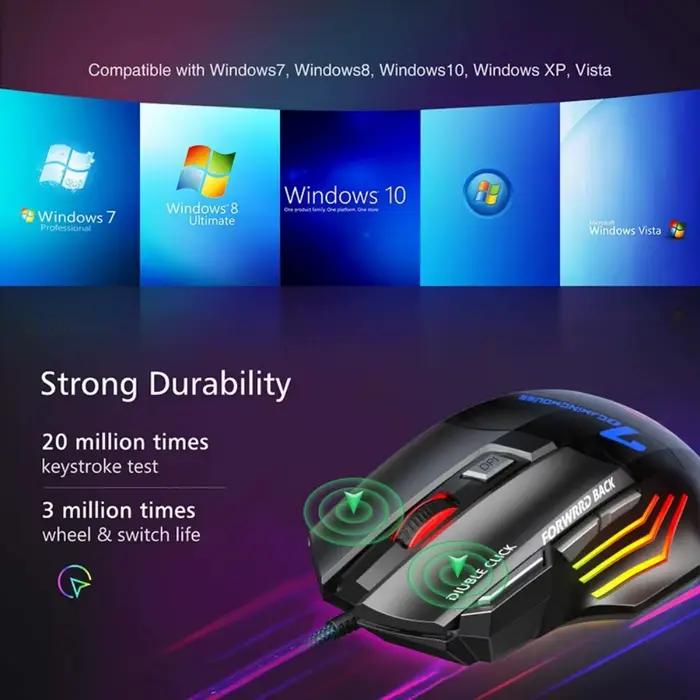Souris de jeu filaire silencieuse pour ordinateur de bureau PC