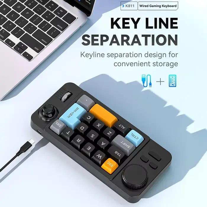 K811 19 touches Macro programmation clavier de jeu filaire d'échange à chaud avec contrôle du Volume rotatif rvb
