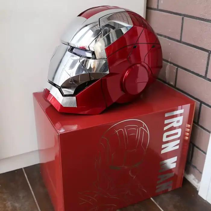 Casque de cosplay Iron Man Mk5 Marvel AutoKing, modèle réduit à l'échelle 1:1, jouet portable avec commande vocale et lumière, pour adultes, cadeau d'anniversaire