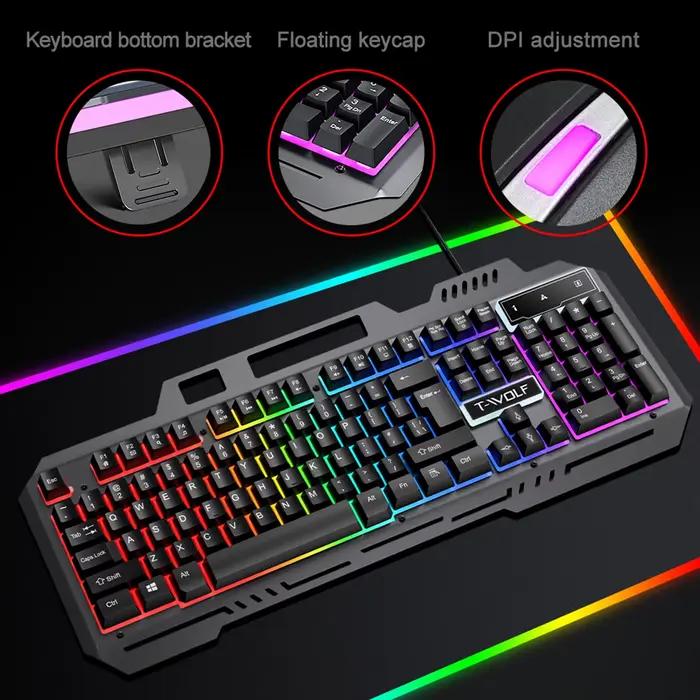 Combo clavier et souris de jeu 104 touches avec rétroéclairage RGB
