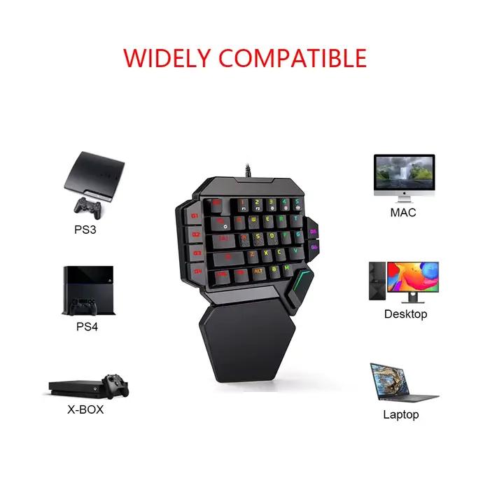 Mini clavier de jeu mécanique à une main K50 rvb rétro-éclairé Portable