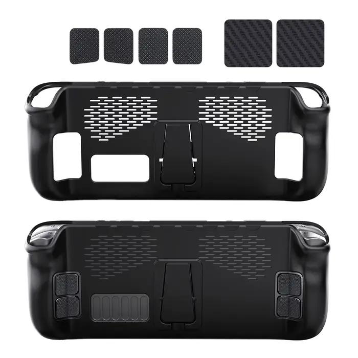 SD009 Kit de étui de protection Steam Deck : coque en TPU + support + trackpad et autocollants pour boutons arrière