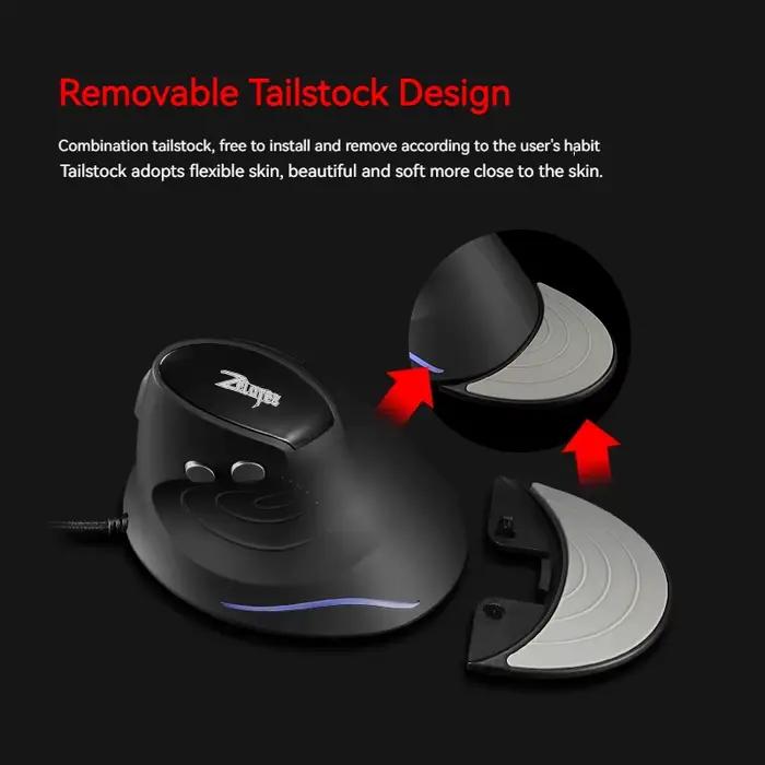 Zelotes T-30 souris optique verticale Programmable 6 touches 4 vitesses DPI réglable ordinateur bureau
