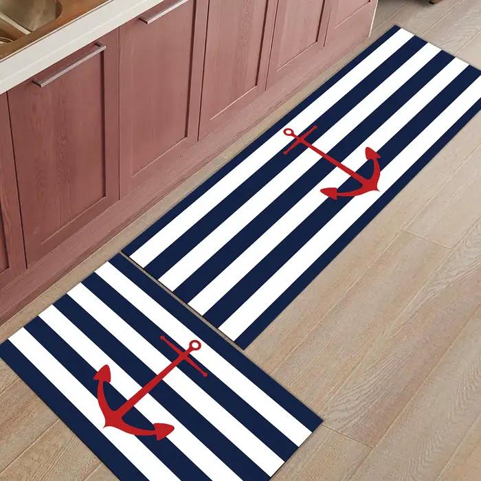 Tapis de Sol Bleu Foncé pour Cuisine, Polymères, Porte d'Entrée, Anti-Alde, HOArea lea, Décoration de Maison, 1 Pièce