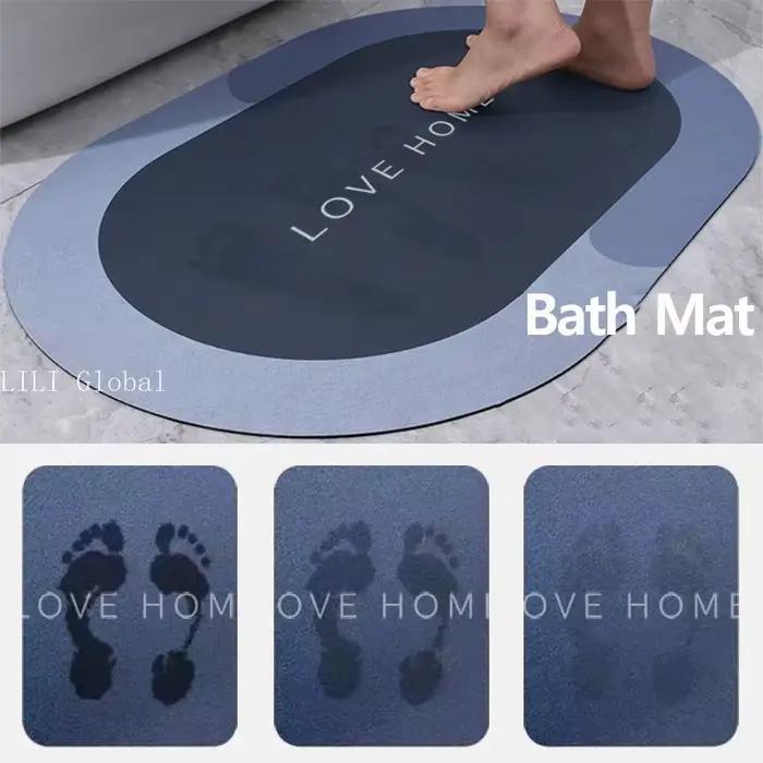 Tapis de bain absorbant pour salle de bain, antidérapant, pour douche, boue de diatomée, paillasson d'entrée de cuisine, pour la maison, la baignoire