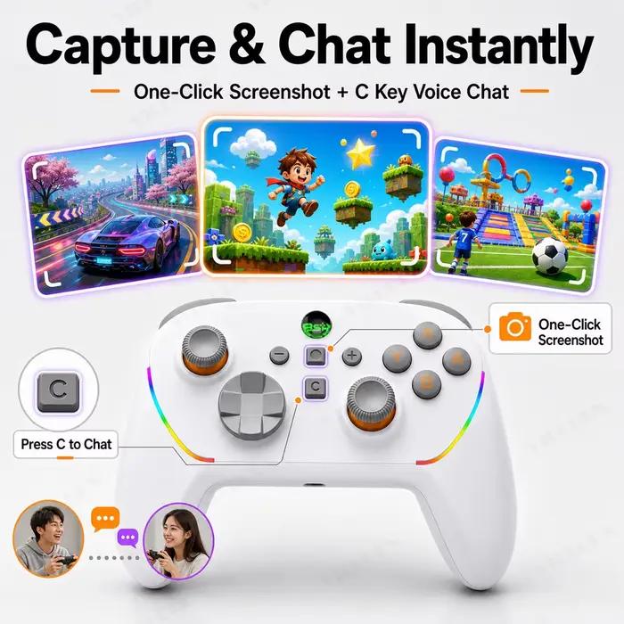 Manette de jeu professionnelle pour Switch2 avec fonction de réveil à une touche
