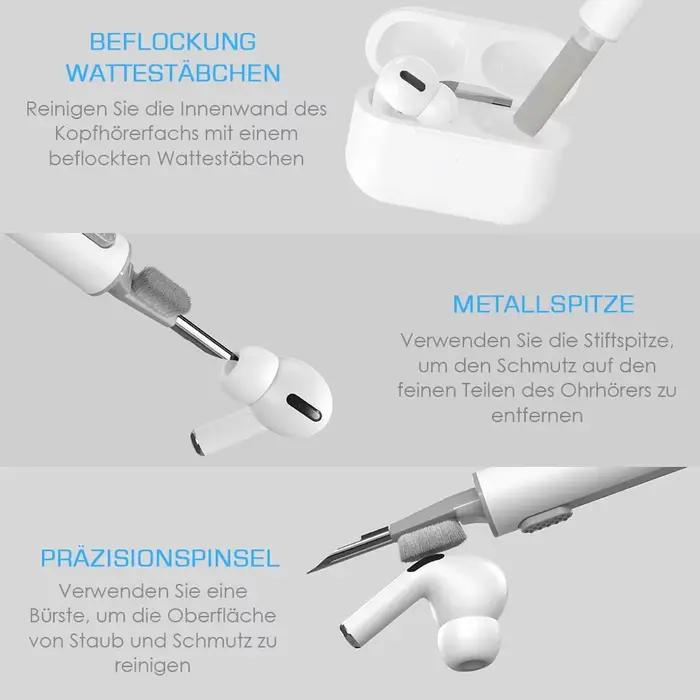 Kit de nettoyage pour AirPods Pro 3 2 1 brosses de nettoyage durables pour écouteurs sans fil Bluetooth étuis d'écouteurs blanc bleu