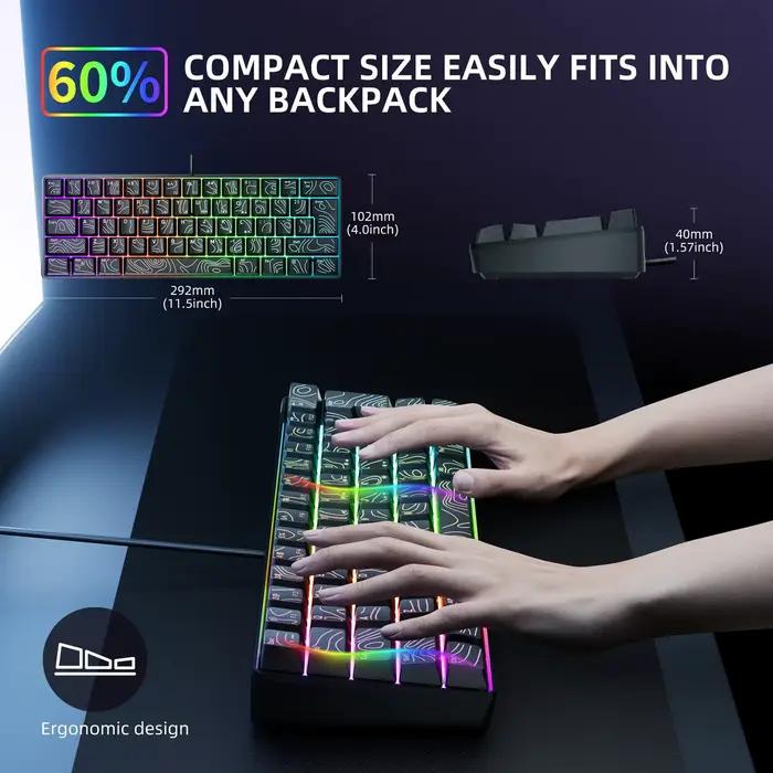 Clavier filaire pour ordinateur 61 touches USB RGB N clé Rollover Contour