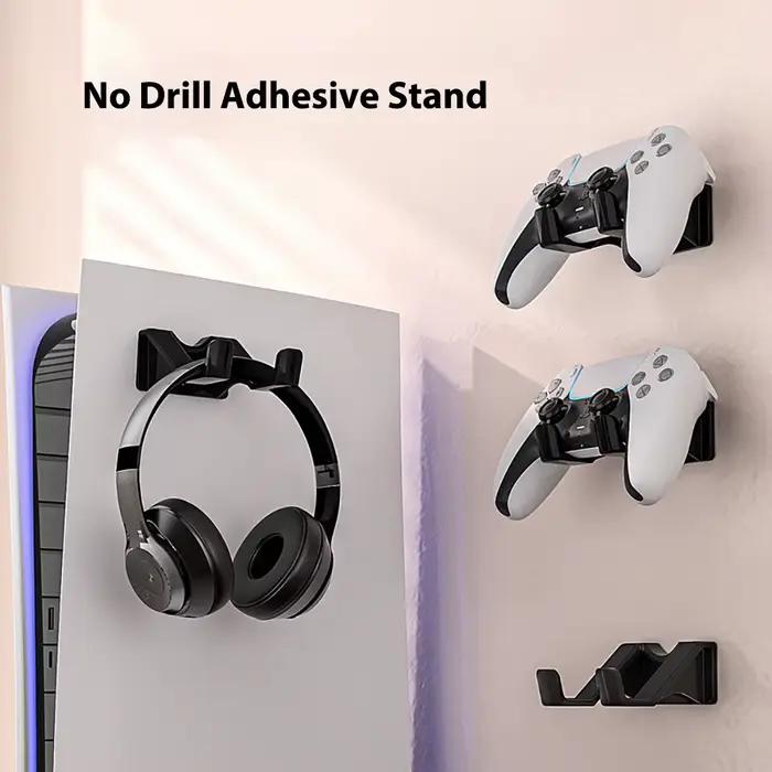 Support de console PS5 en métal pour installation horizontale sous le bureau avec support mural en plastique ABS durable et coussinets en silicone pour protection