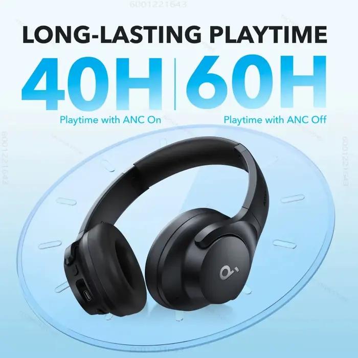 Casque sans fil Bluetooth supra-auriculaire Soundcore Q20i avec annulation active du bruit hybride