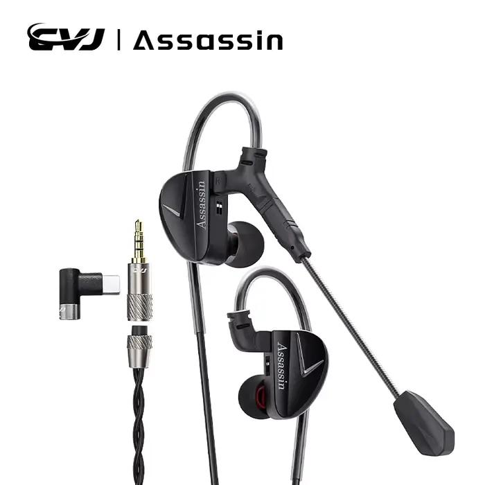 CVJ Assassin 1BA + 1DD + 1 interrupteur de vibration réglable pour jeux e-sports intra-auriculaires type-c casque hifi konoka