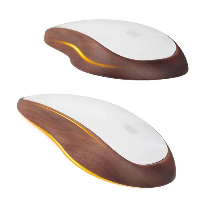 Souris magique de luxe antichoc, étanche, en bois de noyer, cerisier et érable, avec port Lightning et USB.
