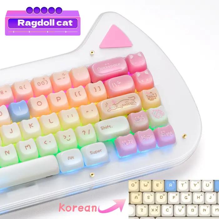 XVX 148 touches chat thème Keycaps MAO profil clé capuchon coréen brillant mignon Keycap pour clavier 61 64 68 78 87 96 98 104 108