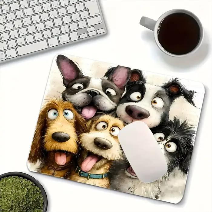 Tapis de souris, tapis de souris de jeu avec motif de chien en selfie