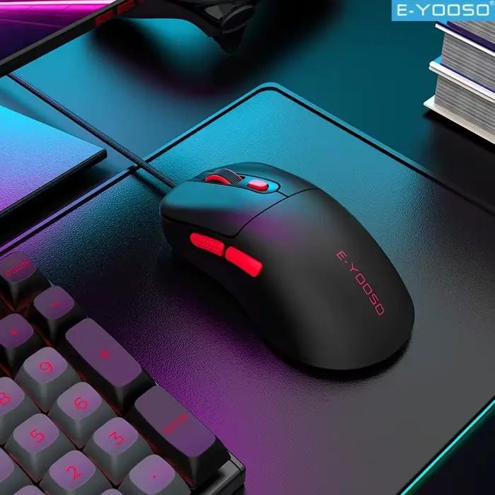 E-YOOSO souris de jeu filaire USB six boutons macro ergonomique pour ordinateur portable PC gaming expérience de jeu confortable et personnalisable