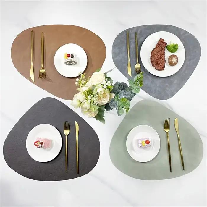 Napperons en cuir PU, sous-verres à café imperméables, tapis de Table de cuisine, faciles à essuyer, tapis de Table à manger de cuisine sans plis