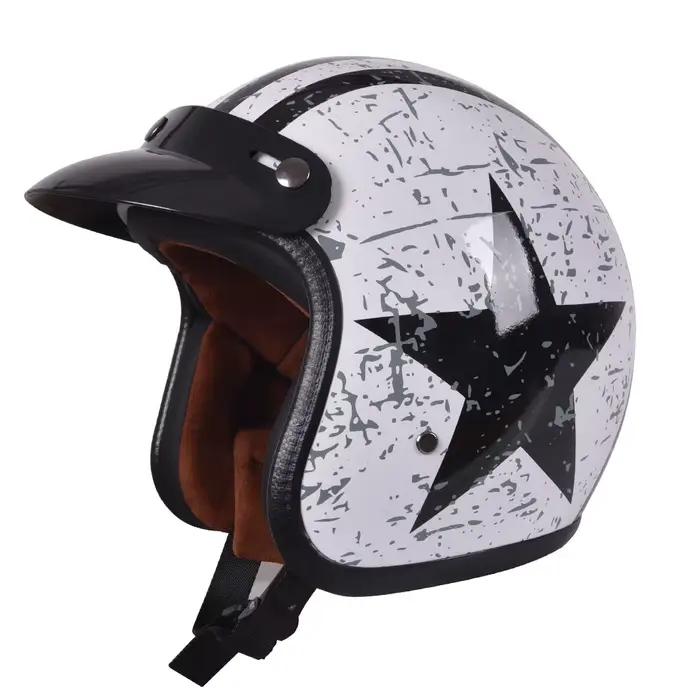 Casque de moto vintage homologué DOT, 3/4 ouvert, Casco Jet Scooter, unisexe, demi-casque 3/4 ouvert, vente en gros
