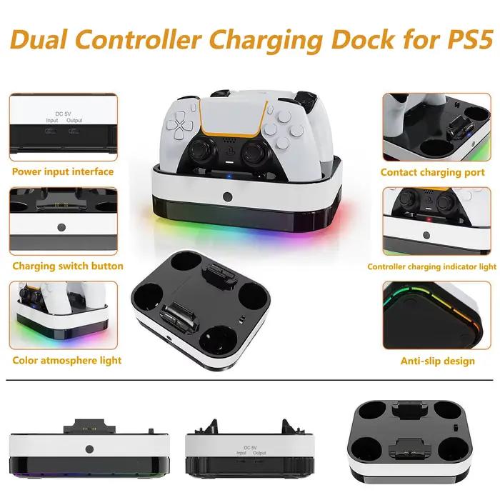 Station de chargement de contrôleur Compatible avec les contrôleurs PS5 et Edge