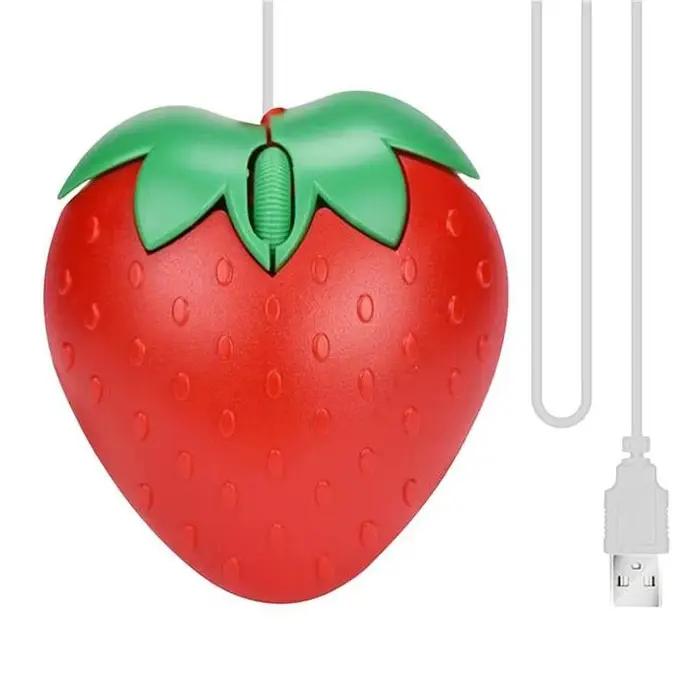 3D Mini mignon dessin animé fraise souris filaire USB