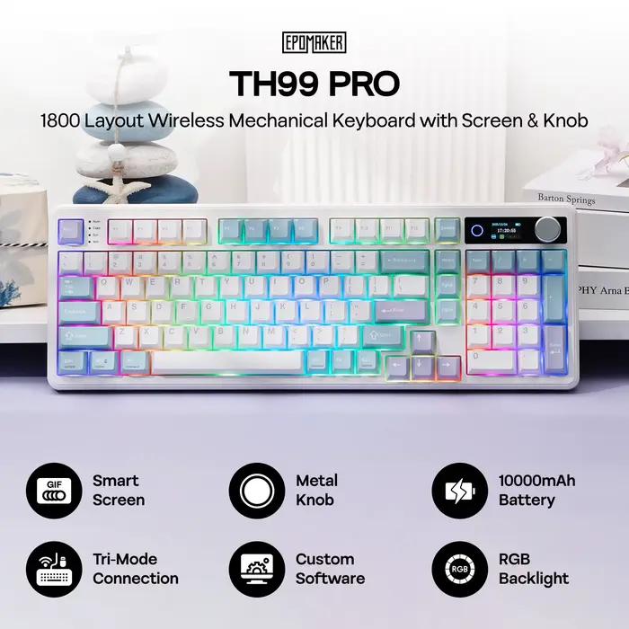 EPOMAKER TH99 PRO 96% ANSI disposition américaine clavier mécanique sans fil filaire/Bluetooth/2.4Ghz échangeable à chaud avec 10000mAh pour PC/Mac