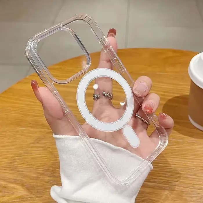 Coque de luxe transparente à chargement magnétique sans fil pour Magsafe compatible iPhone 17 16 15 14 13 12 11 Pro XR XS Max Plus Mini
