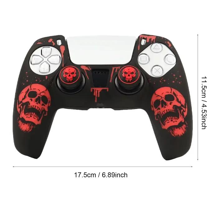 Housses antidérapantes et anti-poussières pour contrôleur PS5 coque en silicone souple avec gravure laser et 2 poignées de pouce protection premium pour gamer occaions spéciales