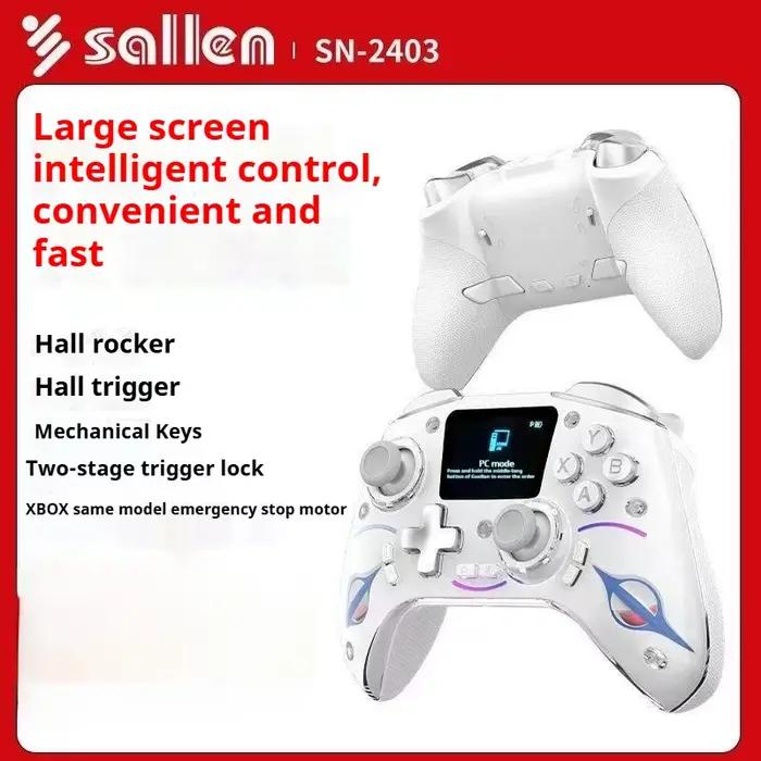 Contrôleur de jeu sans fil avec écran intégré 2 pouces joystick gyroscope 6 axes lumière RVB multiplateforme pour gamer occasionnels et professionnels